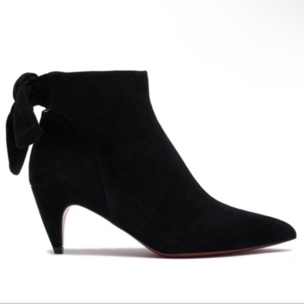 Joie Women's Black Rena Style Kid‎ Suede Pointed Kitten Heel Booties 39/8.5
